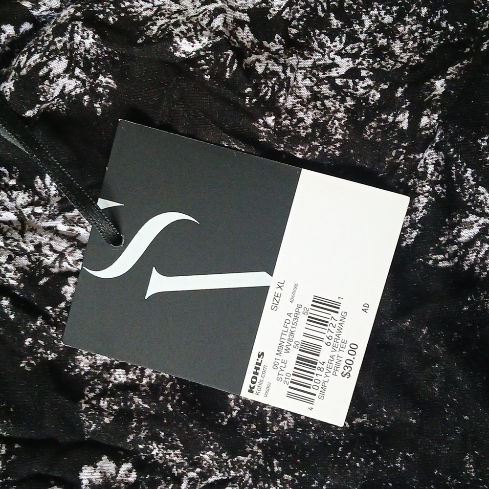 Simply Vera Vera Wang Black Print Short Sleeve Tee - Picture 9 of 11